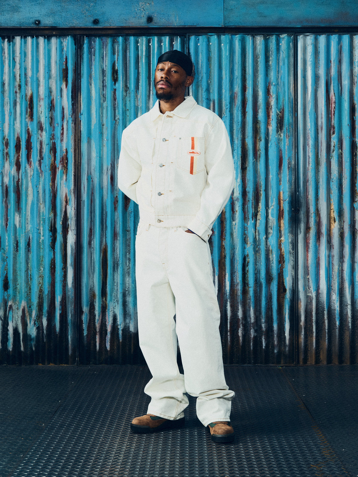 DUAL STRIPE BAGGY JEANS [OFF WHITE]