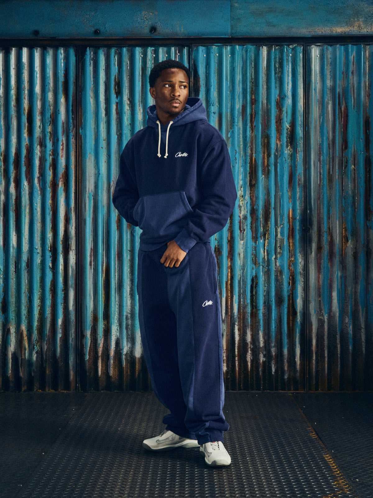 HMP CONTRAST OPEN HEM SWEATPANT [NAVY]