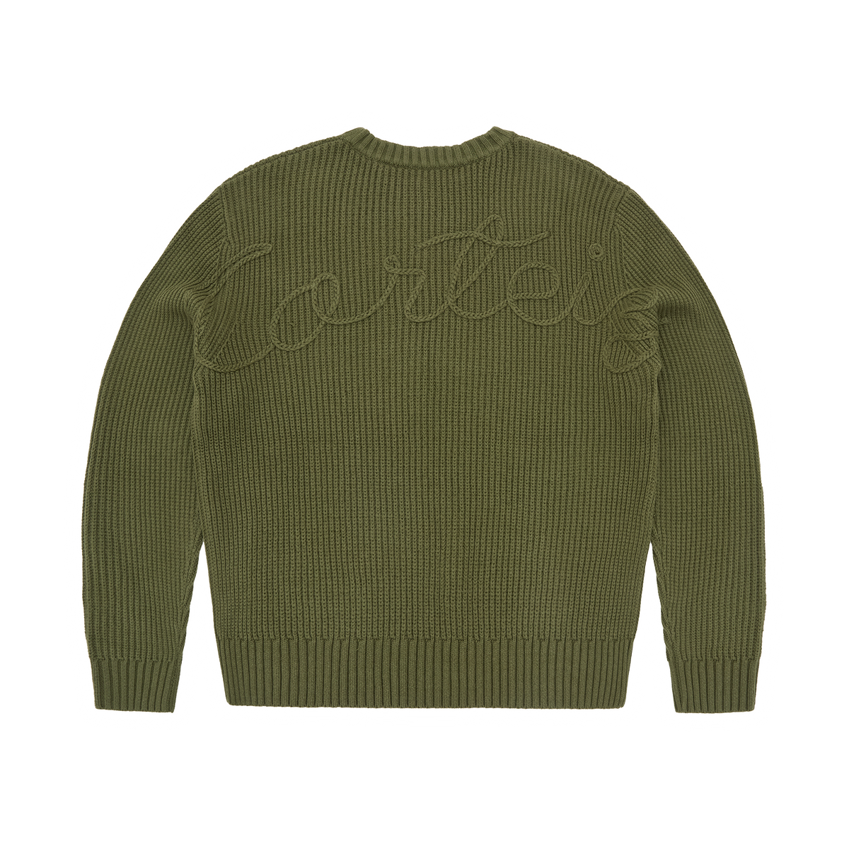 CROCHET APPLIQUE KNIT CREW [KHAKI]