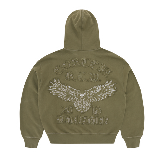 DIPLOMATIC ZIP HOODIE [OLIVE]