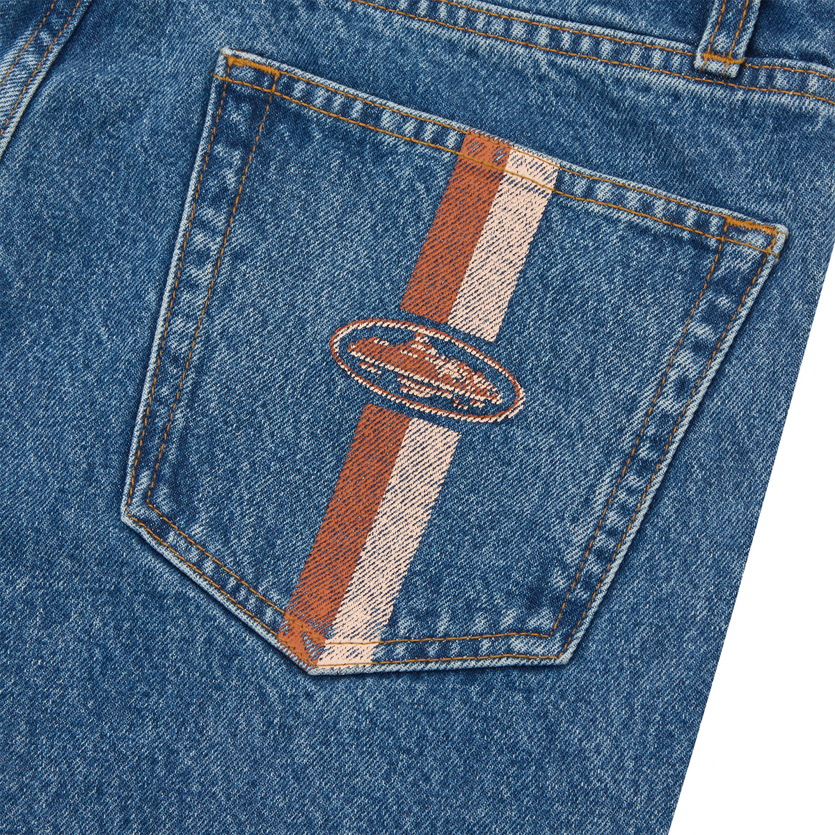 DUAL STRIPE BAGGY JEANS [MIDWASH]