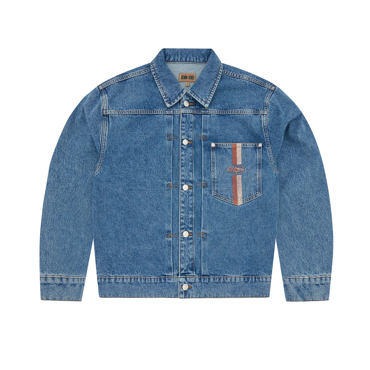 DUAL STRIPE DENIM JACKET [MIDWASH]