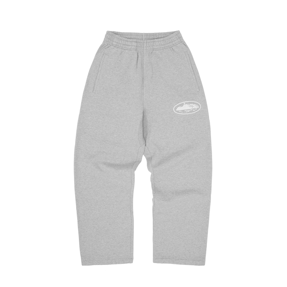 ISLAND PUFF PRINT OPEN HEM SWEATPANT [HEATHER GREY]