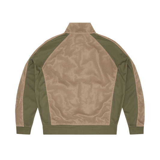 MESH PANEL TRICOT TRACK JACKET [TAN / OLIVE]