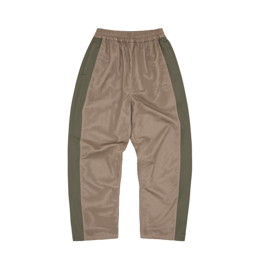 MESH PANEL TRICOT TRACK PANT [TAN / OLIVE]