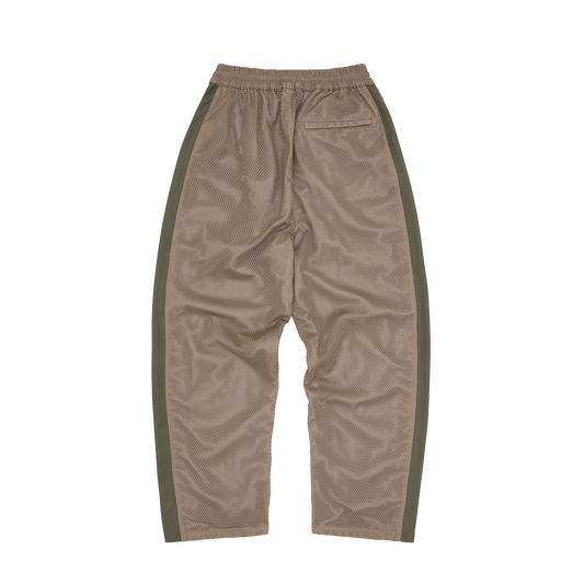 MESH PANEL TRICOT TRACK PANT [TAN / OLIVE]