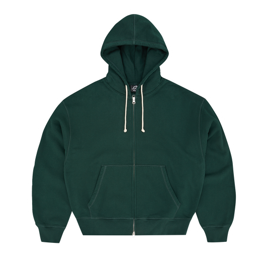 LUNDUN STITCH ZIP HOODIE [FOREST / YELLOW]