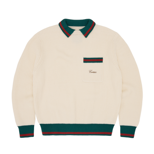 GIANNI KNIT POLO SWEATER [CREAM]