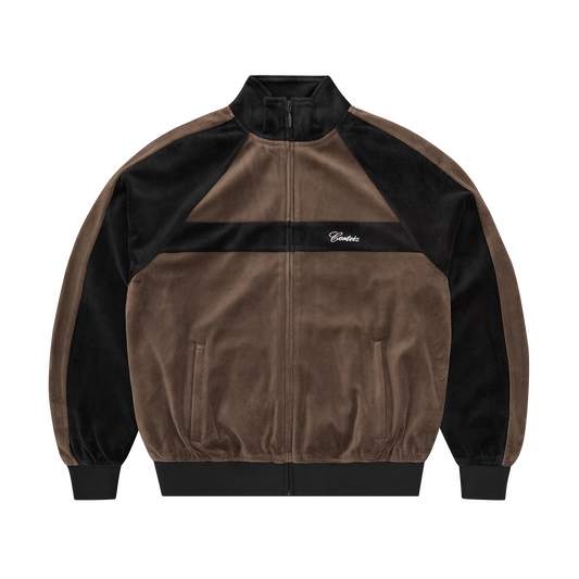 PISTA VELOUR TRACK JACKET [BLACK/BROWN]