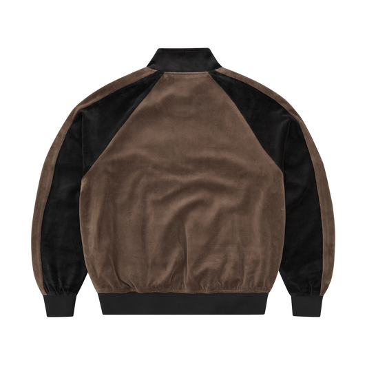 PISTA VELOUR TRACK JACKET [BLACK/BROWN]