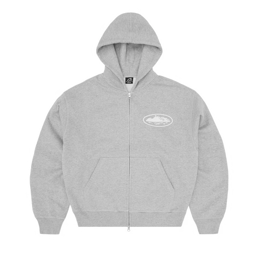 ISLAND PUFF PRINT ZIP HOODIE [HEATHER GREY]